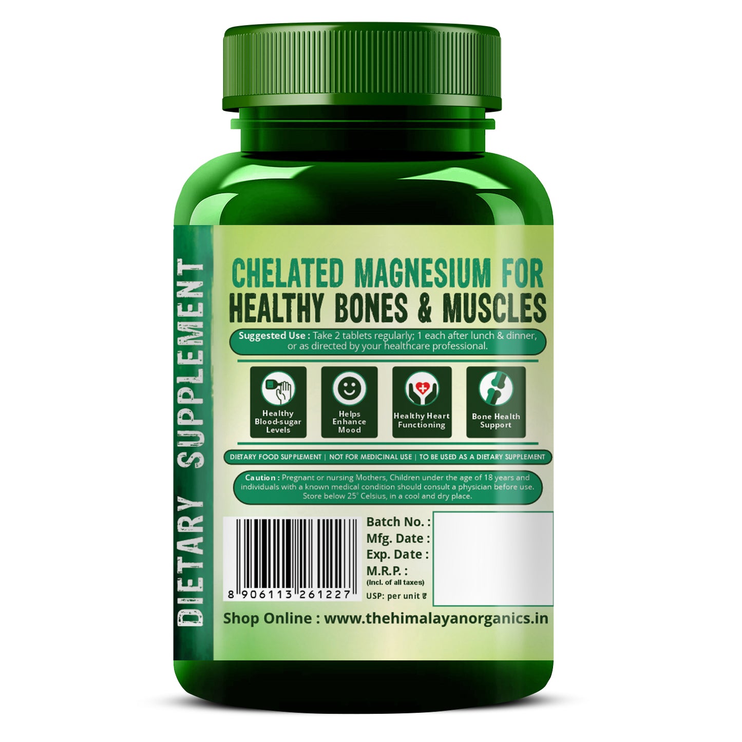 Vlado's Himalayan Organics Magnesium Complex Supplement | 1648mg | with Magnesium Glycinate, Magnesium Citrate, Magnesium Oxide - 120 Veg Tablets