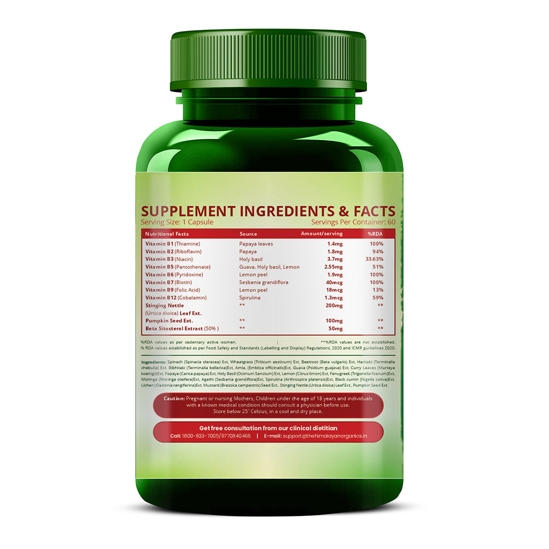 Vlado's Himalayan Organics Plant Based DHT Blocker | Goodness Of Nettle Leaves | 60 Veg Capsules