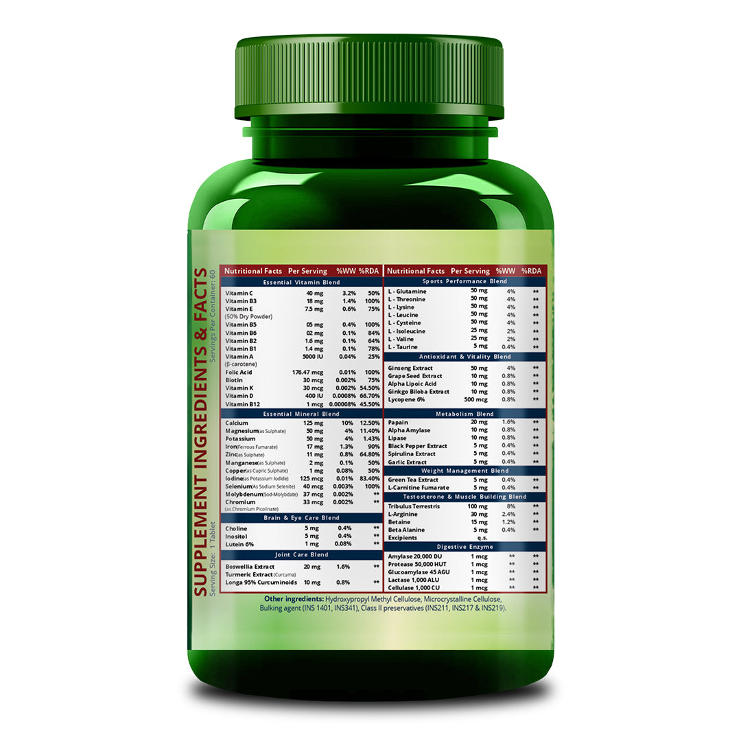 Vlado's Himalayan Organics Multivitamin Sports with 60 + Vital Nutrients & 13 Performance Blends with Enzymes – 60 Tabs
