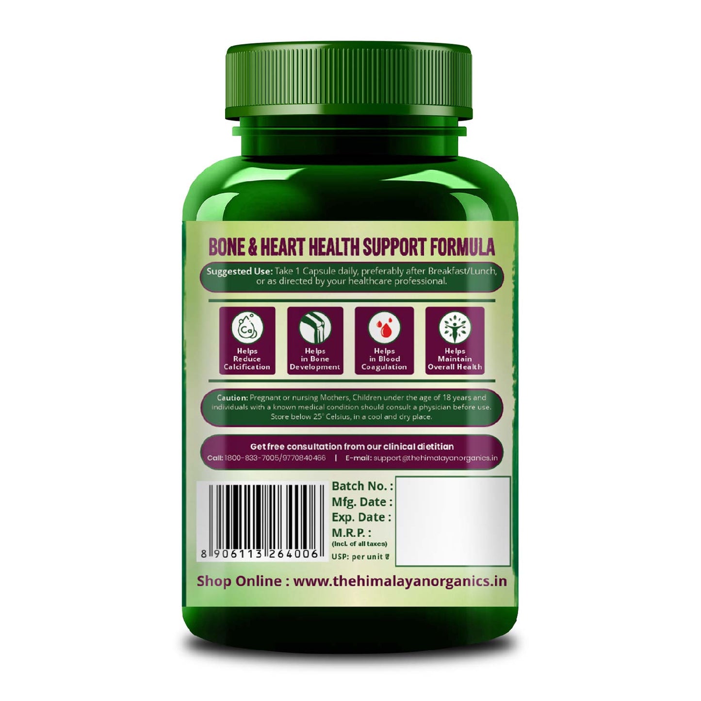 Vlado's Himalayan Organics Plant-Based Vitamin K2 Supplement Supports Stronger Bone & Heart Health - 120 Veg Capsules