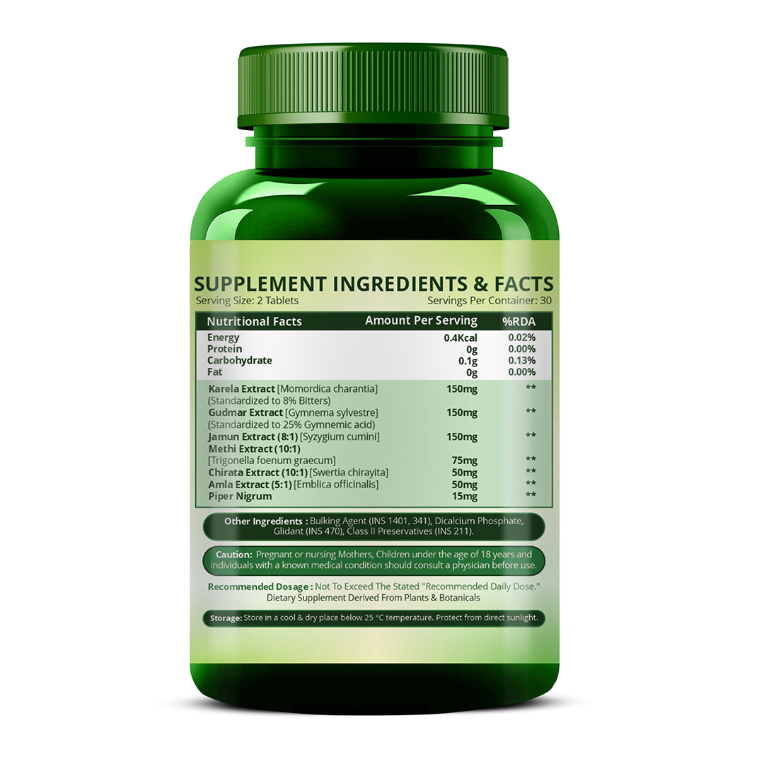Vlado's Himalayan Organics Plant Based Gluco Balance with Jamun, Bittermelon, Amla, Gudmar, Chirayta Extracts | 60 Veg Tablets