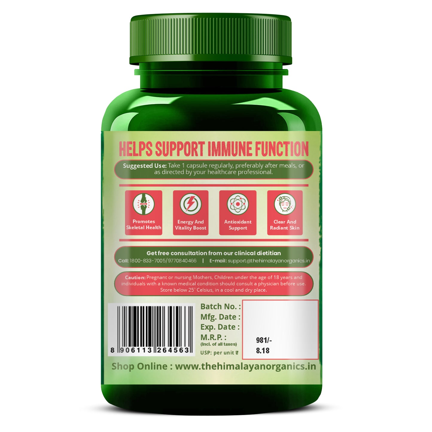 Vlado's Himalayan Organics Zinc Methionine Chelated Copper | Support Healthy Immune | Promotes  Skeetal  Health | Antioxidant Support - 120 Veg Capsules