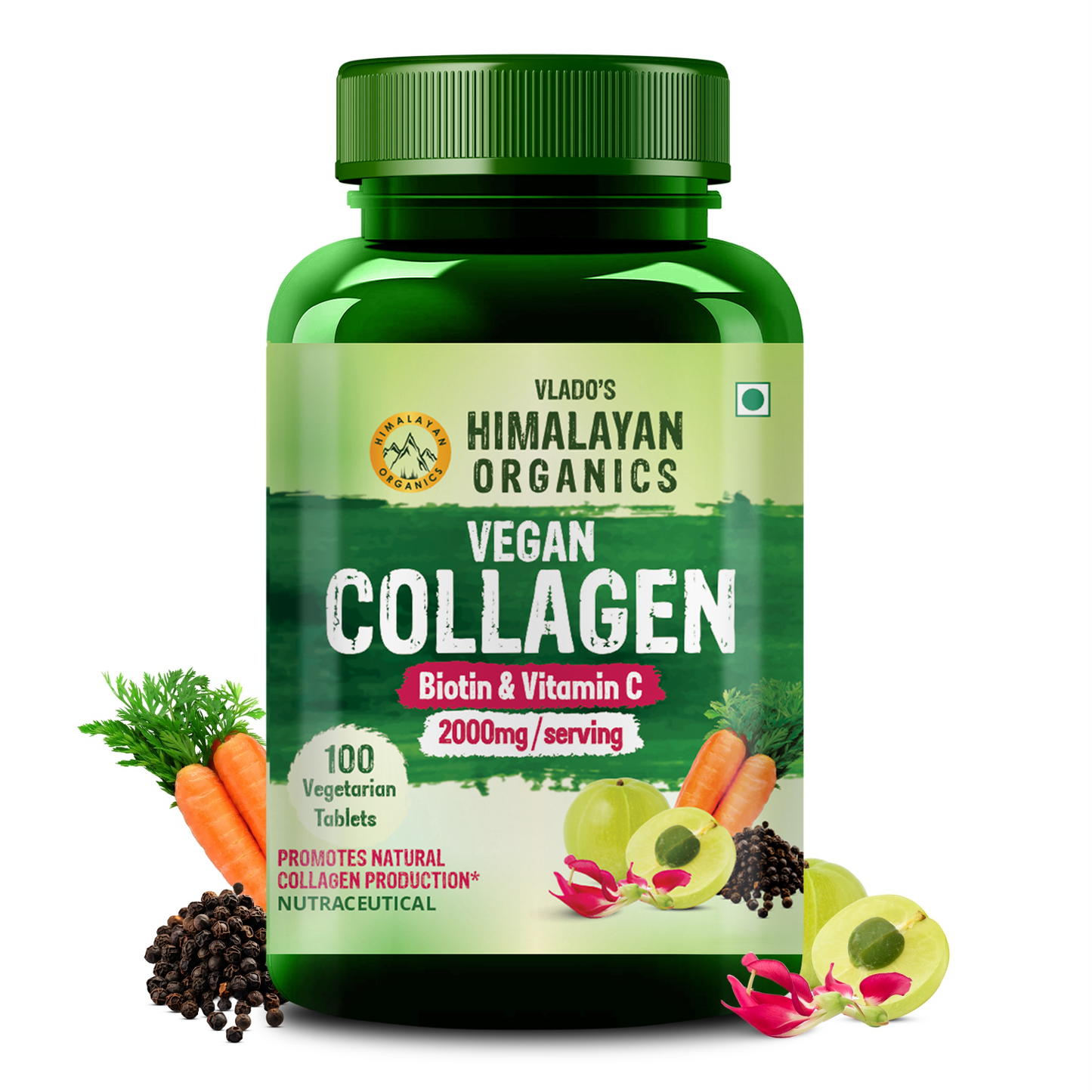 Vlado's Himalayan Organics Vegan Collagen 2000Mg With Biotin And Vitamin C  (100 Tablets)