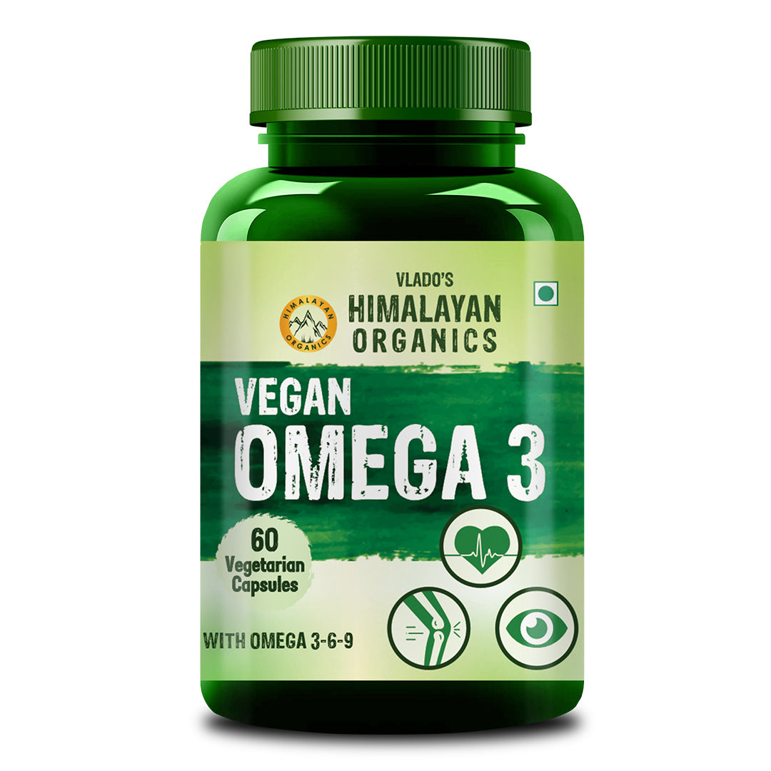 Vlado's Himalayan Organics Omega 3 6 9 Vegan Natural Nutrition Supplement for Muscle , Bone , Heart & Skin - 60 Capsules