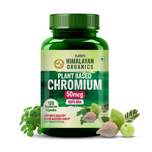 Vlado's Himalayan Organics Plant Based Chromium 50mcg | Supports Healthy Blood Glucose Level - 120 Veg Capsule
