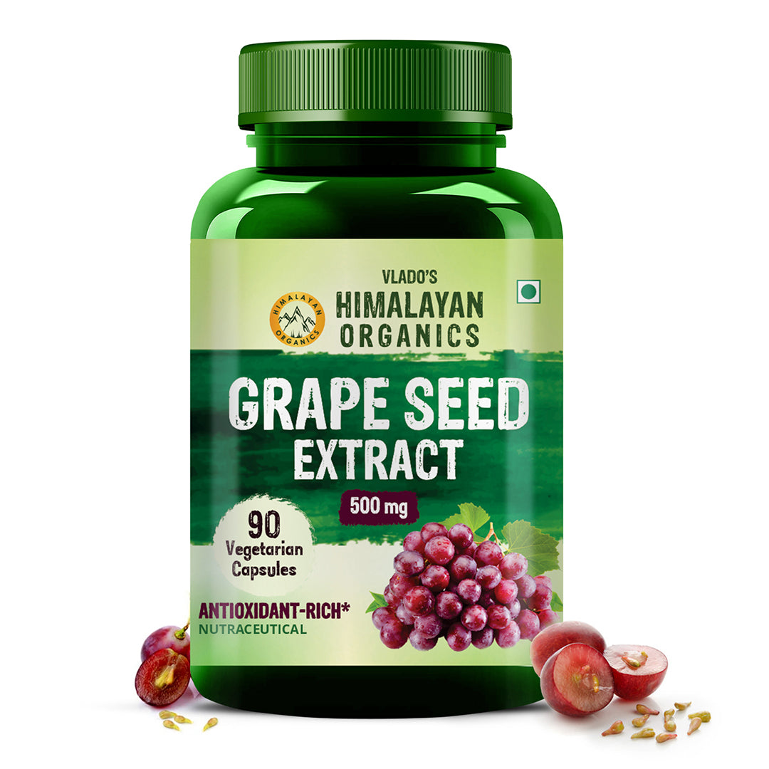 Vlado's Himalayan Organics Grape Seed Extract 500mg/Serving for Healthy Cholesterol Level - 90 Veg Capsules