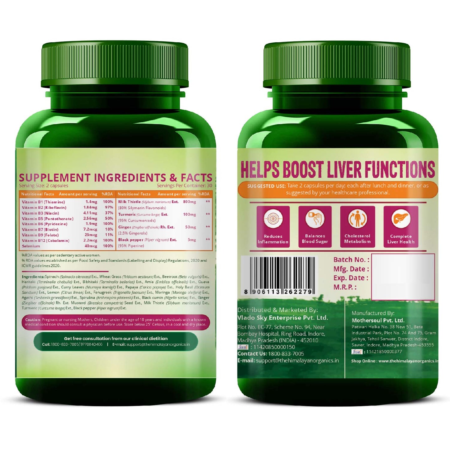 Vlado's Himalayan Organics Plant Based Liver Support with Milk Thistle for Liver Support  - 60 Veg Capsules