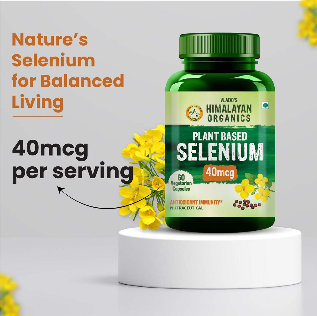 Vlado's Himalayan Organics Plant Based Selenium 40mcg | Supports Immunity I Supports Heart Health I Helps Improve Overall Wellness  60 veg Capsules