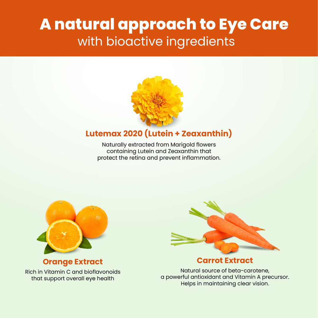 Vlado's Himalayan Organics Plant Based Eye Care Lutein and Zeaxanthin Supplement to Improve Vision, Blue Light & Digital Guard (Lutemax 2020, Orange Extract, Carrot Extract) - 60 Veg Tablets