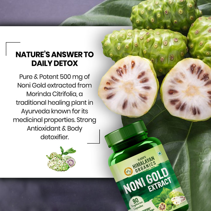 Vlado's Himalayan Organics Noni Gold Extract Body Detoxifier Supplement - 90 Veg Capsules