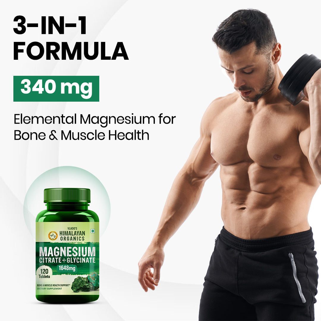 Vlado's Himalayan Organics Magnesium Complex Supplement | 1648mg | with Magnesium Glycinate, Magnesium Citrate, Magnesium Oxide - 120 Veg Tablets
