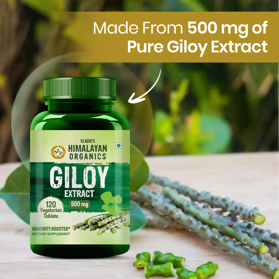 Vlado's Himalayan Organics Giloy Extract | Immunity Booster | Helps in Blood Purification | 120 Veg Tablets