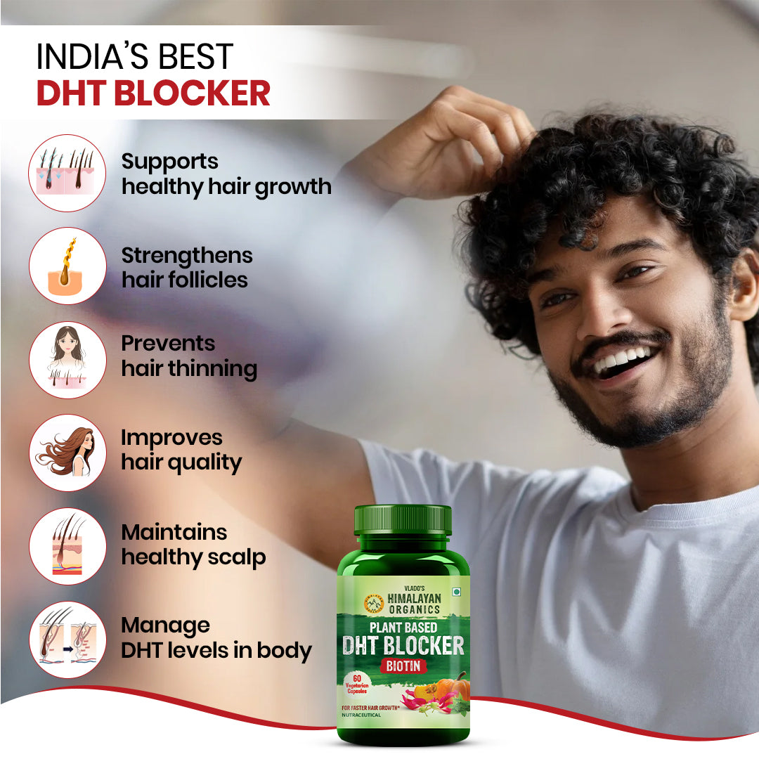 Vlado's Himalayan Organics Plant Based DHT Blocker | Goodness Of Nettle Leaves | 60 Veg Capsules