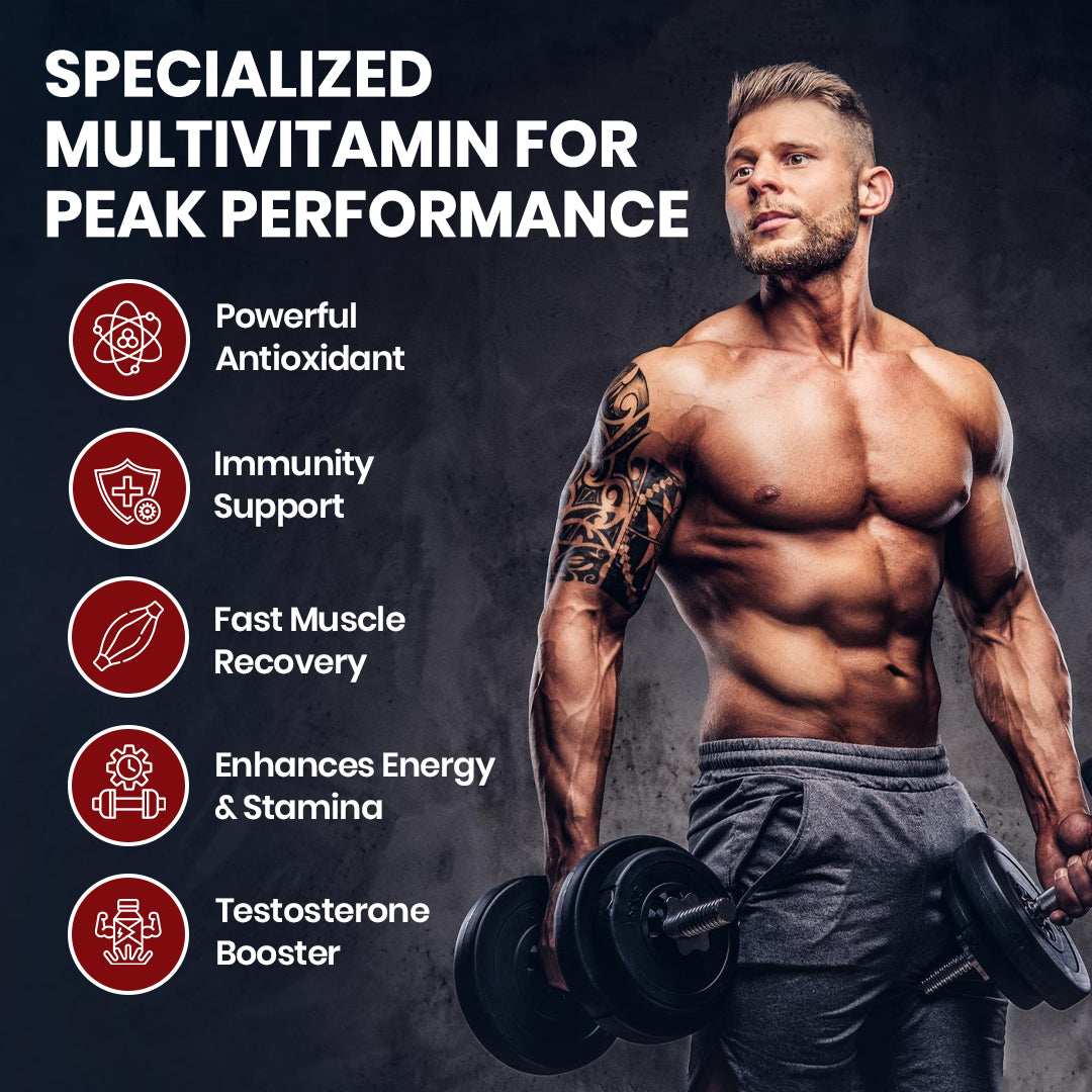 Vlado's Himalayan Organics Multivitamin Sports with 60 + Vital Nutrients & 13 Performance Blends with Enzymes – 60 Tabs