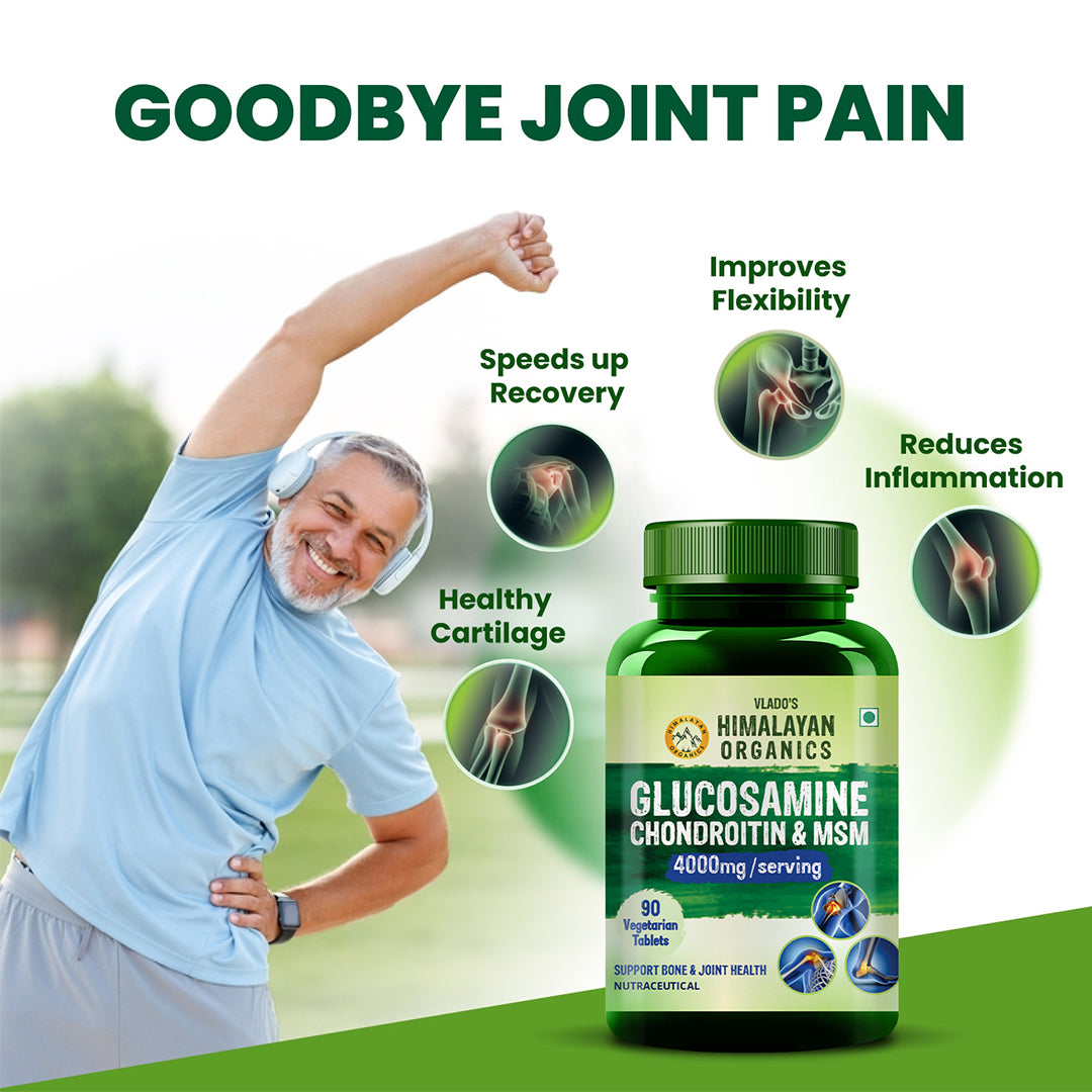 Vlado's Himalayan Organics Glucosamine Chondroitin MSM | For Bone, Joint & Cartilage Support | 90 Tablet
