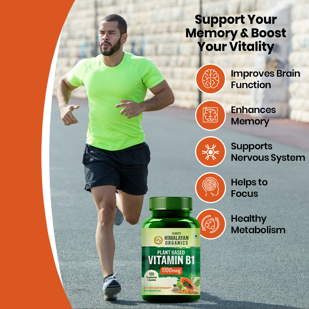 Vlado's Himalayan Organics Plant-Based Vitamin B1 | Rich in Antioxidants | Supports Memory And Energy (120 Capsules)