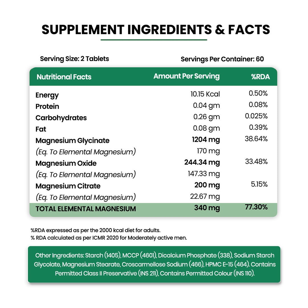 Vlado's Himalayan Organics Magnesium Complex Supplement | 1648mg | with Magnesium Glycinate, Magnesium Citrate, Magnesium Oxide - 120 Veg Tablets