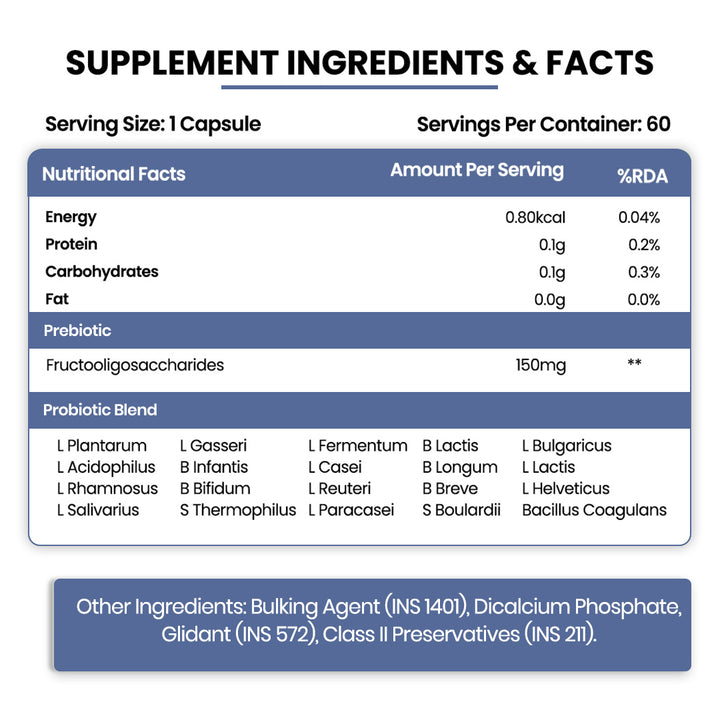 Vlado's Himalayan Organics Probiotics Supplement 50 billion CFU with Prebiotics 150mg for Digestion, Gut Health & Immunity - 60 Veg Capsules