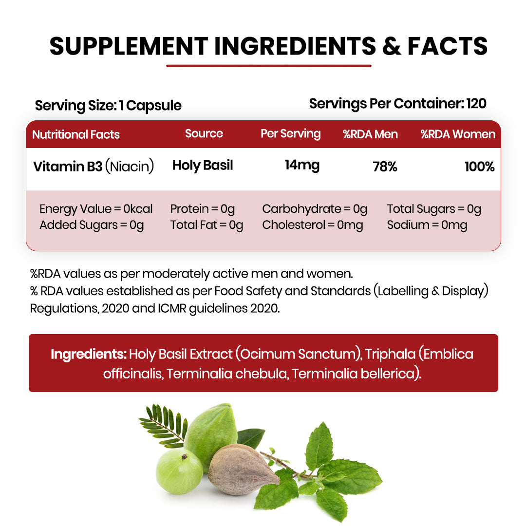 Vlado's Himalayan Organics Plant-Based Vitamin B3 | Supports Healthy Skin and Heart 120 Capsules