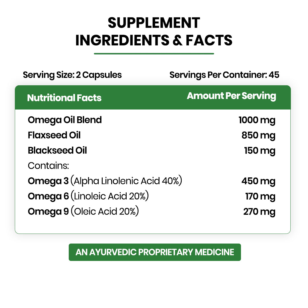 Vlado's Himalayan Organics Omega 3 6 9 Vegan Natural Nutrition Supplement for Muscle, Bone , Heart & Skin - 90 Capsules