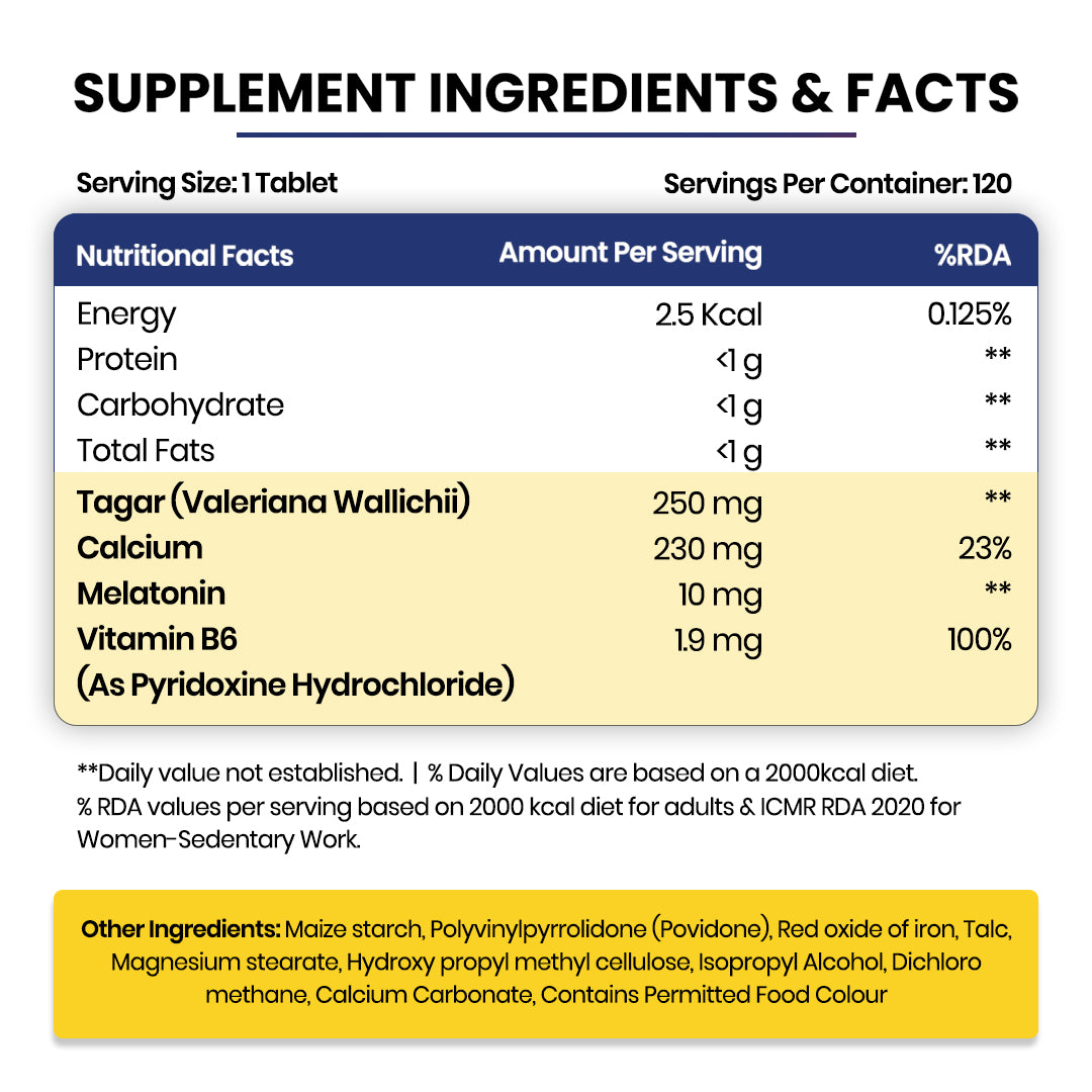 Vlado's Himalayan Organics Melatonin 10mg + Tagar 250mg | Non-Habit Forming, Potent Sleep Aid Formula  - 120 Veg Tabs