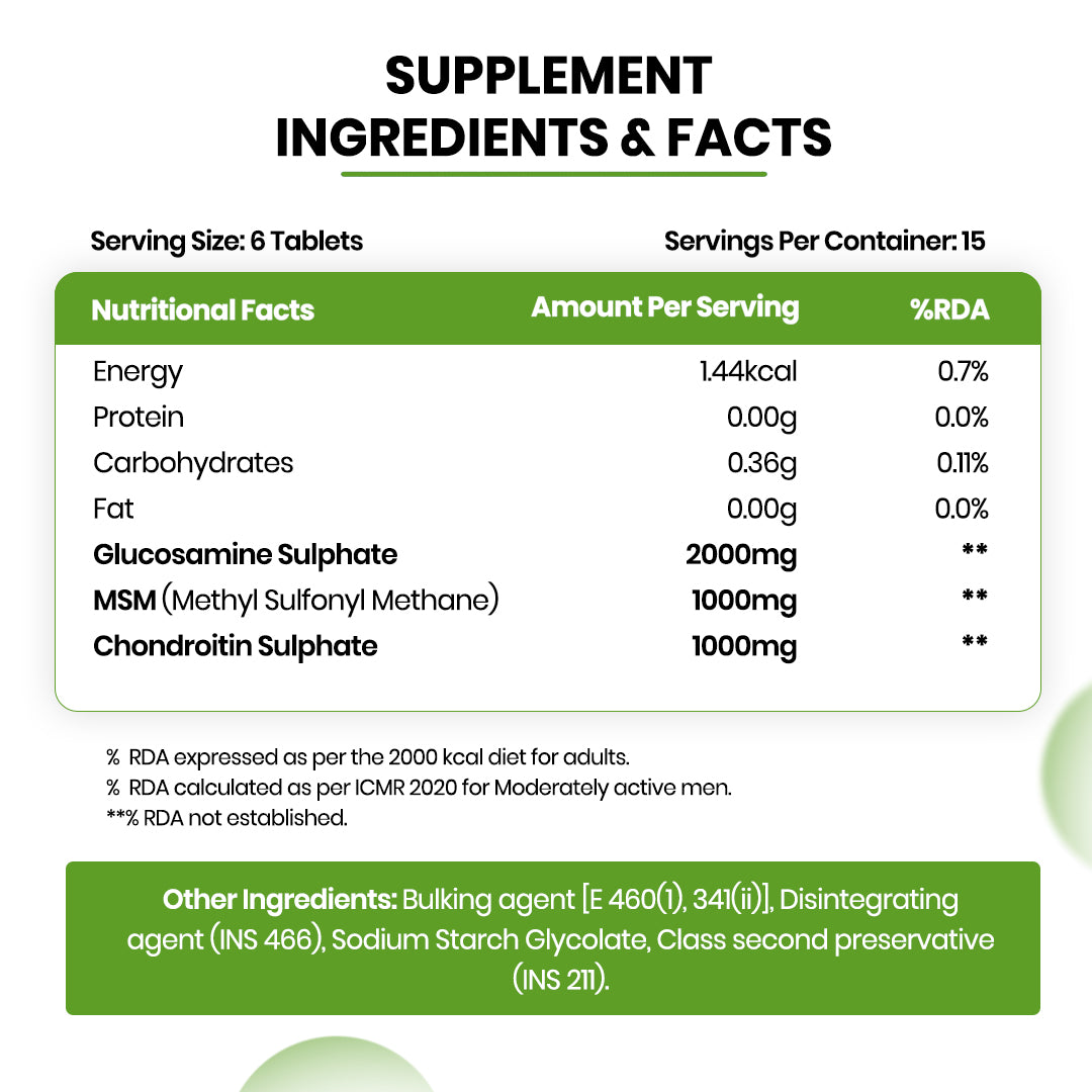 Vlado's Himalayan Organics Glucosamine Chondroitin MSM | For Bone, Joint & Cartilage Support | 90 Tablet