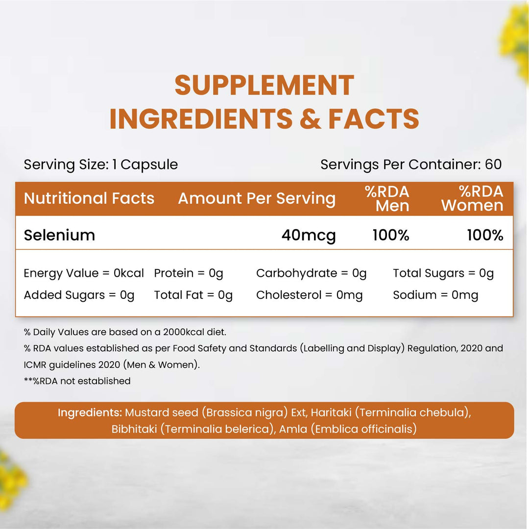 Vlado's Himalayan Organics Plant Based Selenium 40mcg | Supports Immunity I Supports Heart Health I Helps Improve Overall Wellness  60 veg Capsules