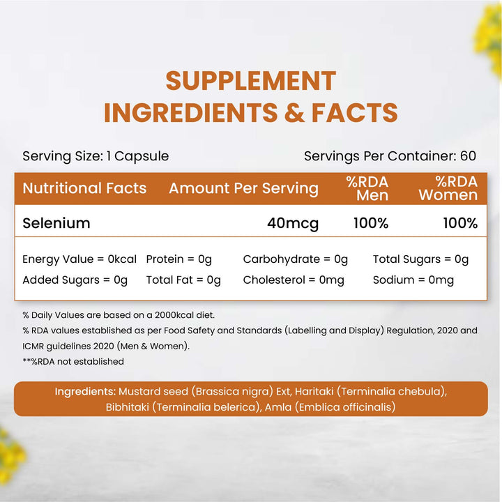 Vlado's Himalayan Organics Plant Based Selenium 40mcg | Supports Immunity I Supports Heart Health I Helps Improve Overall Wellness  60 veg Capsules