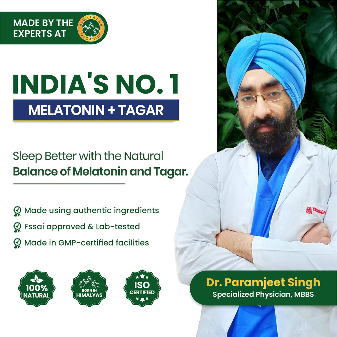 Vlado's Himalayan Organics Melatonin 10mg + Tagar 250mg | Non-Habit Forming, Potent Sleep Aid Formula  - 120 Veg Tabs