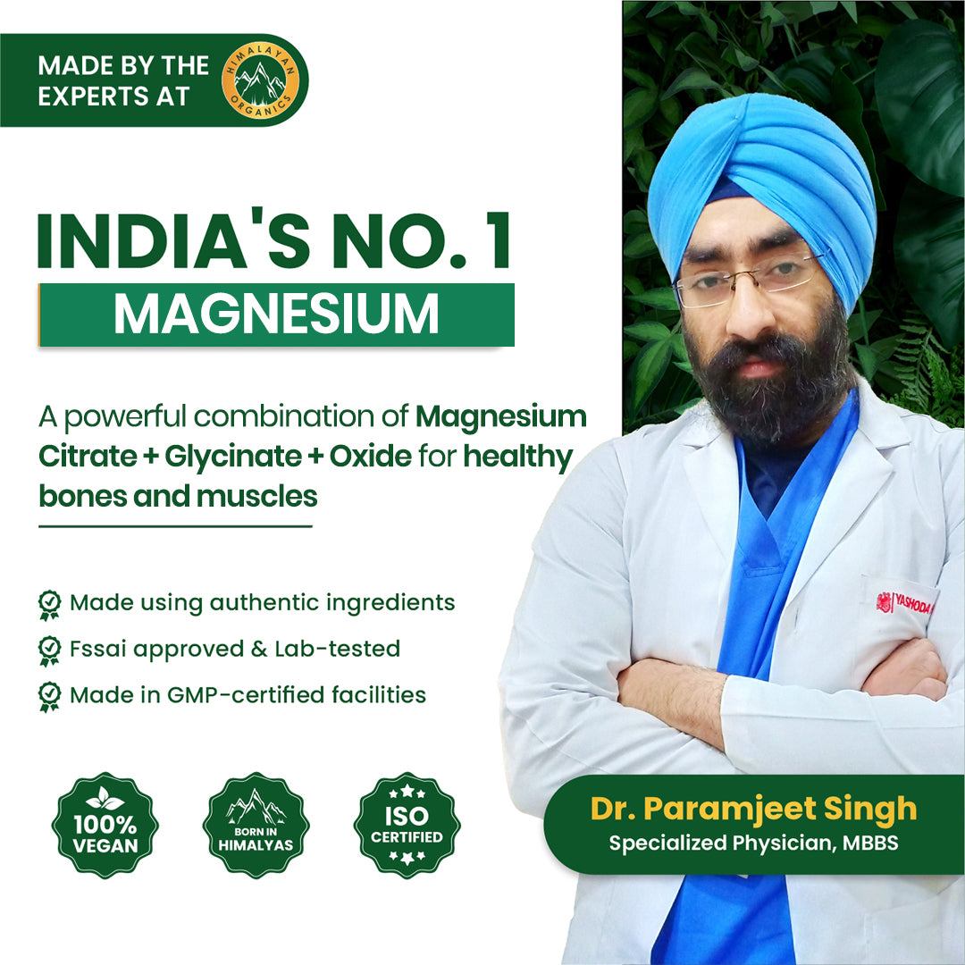 Vlado's Himalayan Organics Magnesium Complex Supplement | 1648mg | with Magnesium Glycinate, Magnesium Citrate, Magnesium Oxide - 120 Veg Tablets