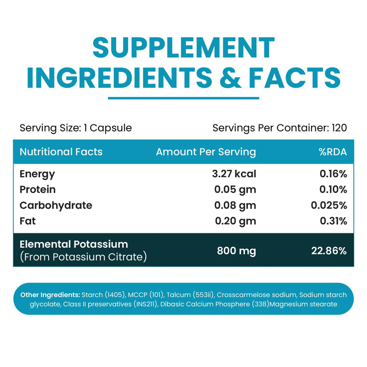 Vlado's Himalayan Organics Potassium Citrate 800mg | Supports Nerve & Muscle Health - 120 Veg Tablets