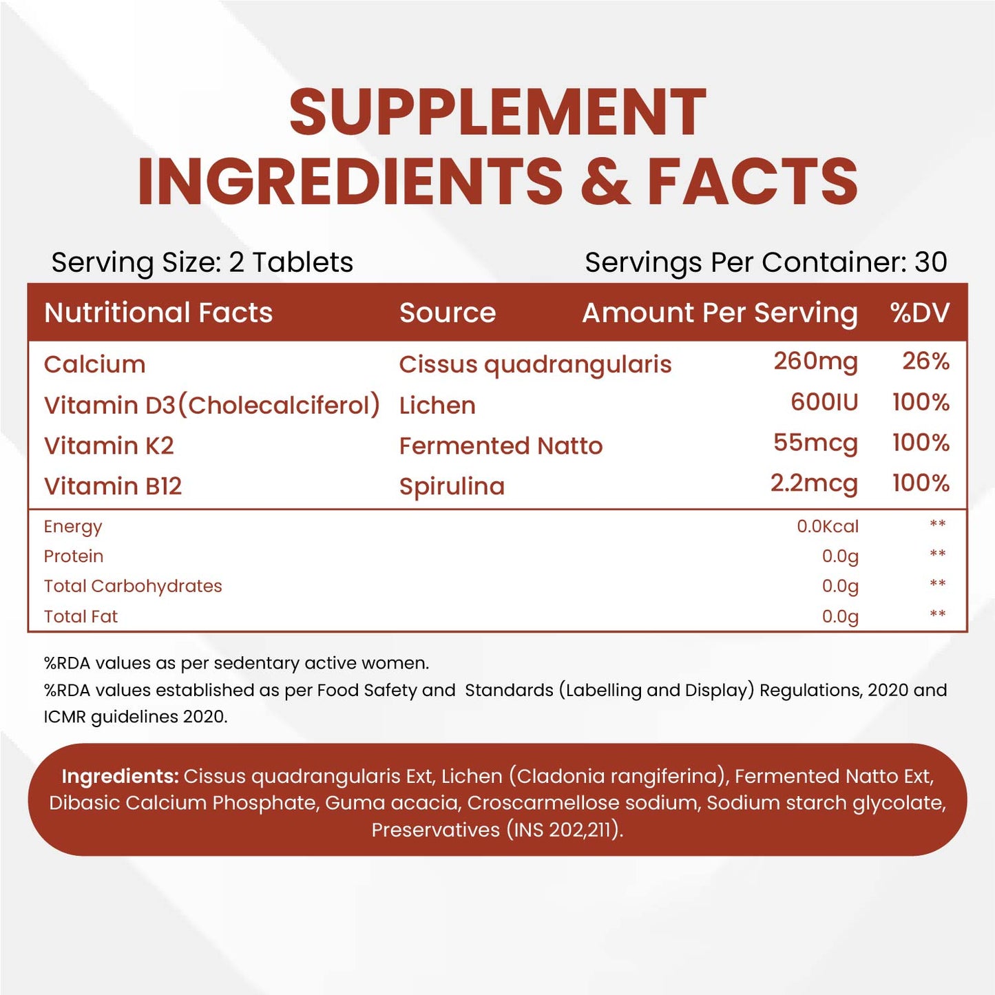 Vlado's Himalayan Organics Plant Based Calcium 650mg Supplement For Better Absorption | Healthy Bones And Heart | Recovery And Joint Support  - 60 Veg Tablets
