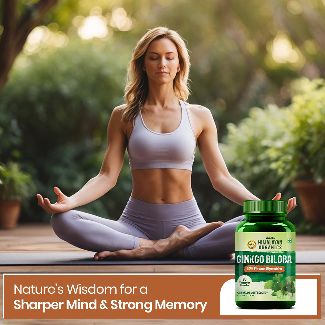 Vlado's Himalayan Organics Ginkgo Biloba for Healthy Brain Functions - 60 Capsules