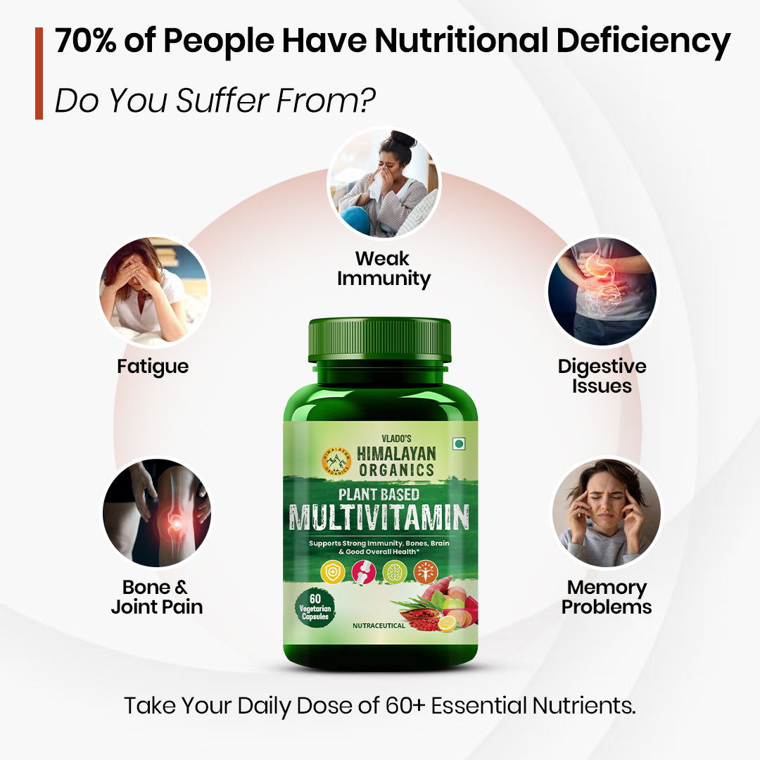 Vlado's Himalayan Organics Plant Based Multivitamin (60+ Ingredients) for Immunity, Energy, Stamina And Vitality – 60 Veg Capsules