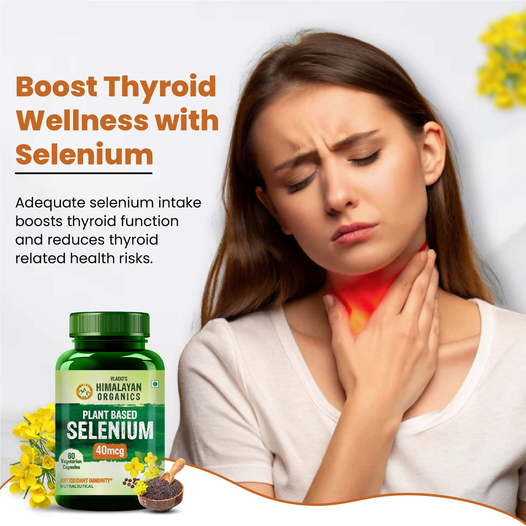 Vlado's Himalayan Organics Plant Based Selenium 40mcg | Supports Immunity I Supports Heart Health I Helps Improve Overall Wellness  60 veg Capsules