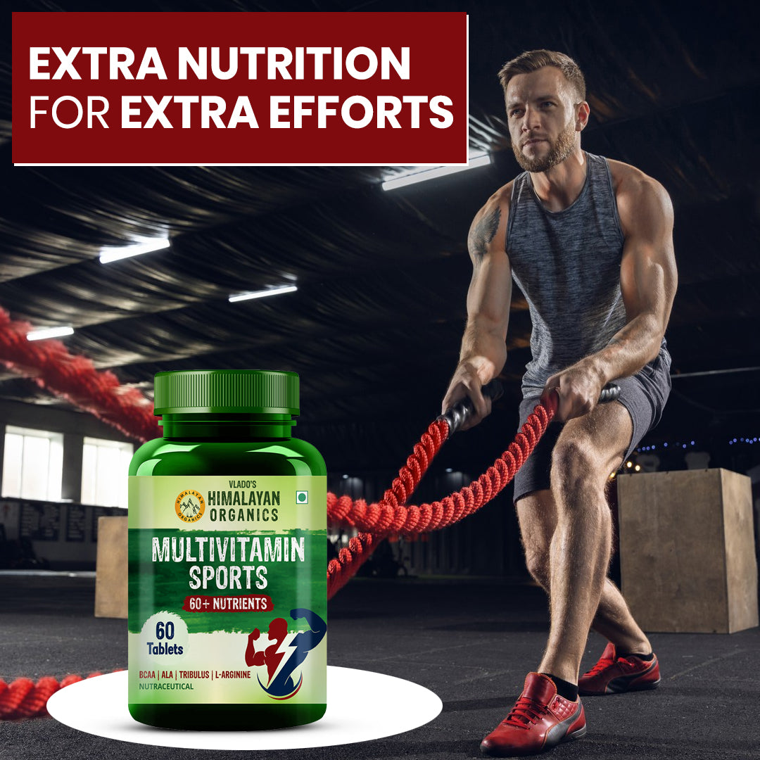 Vlado's Himalayan Organics Multivitamin Sports with 60 + Vital Nutrients & 13 Performance Blends with Enzymes – 60 Tabs