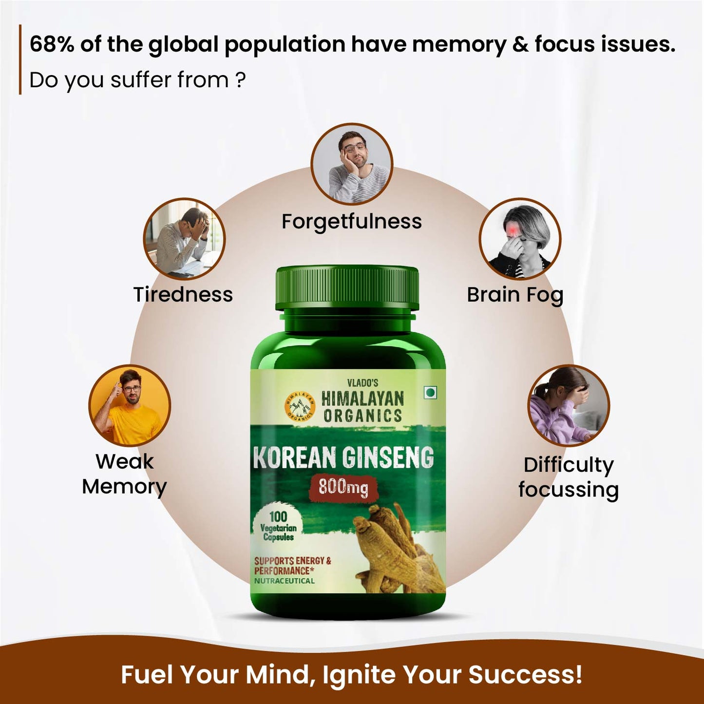 Vlado's Himalayan Organics Korean Red Ginseng 800mg/Serve - 60 Veg Capsules
