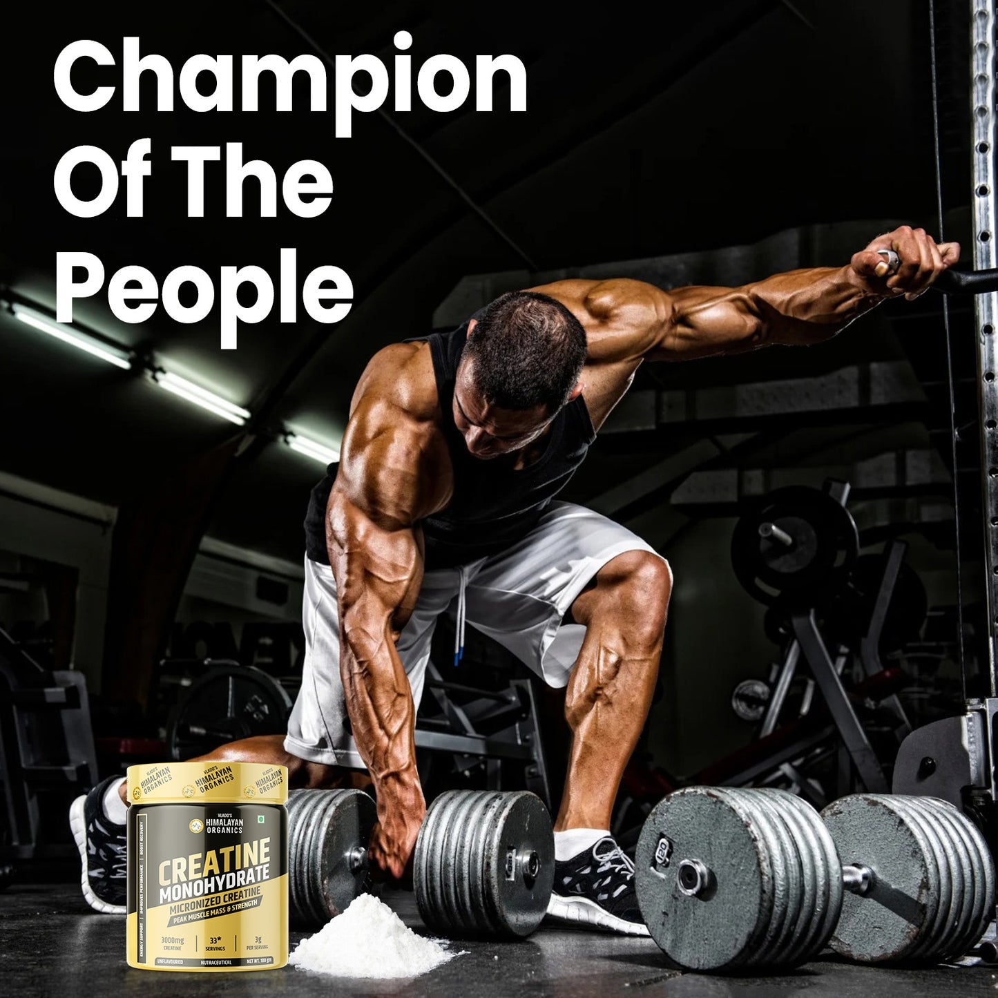 Vlado's Himalayan Organics Pure Micronised Creatine Monohydrate Powder I Pre/Post Workout Supplement, Instant Energy for Athletic Performance I Faster Muscle Building & Recovery I Unflavored - 33 Servings