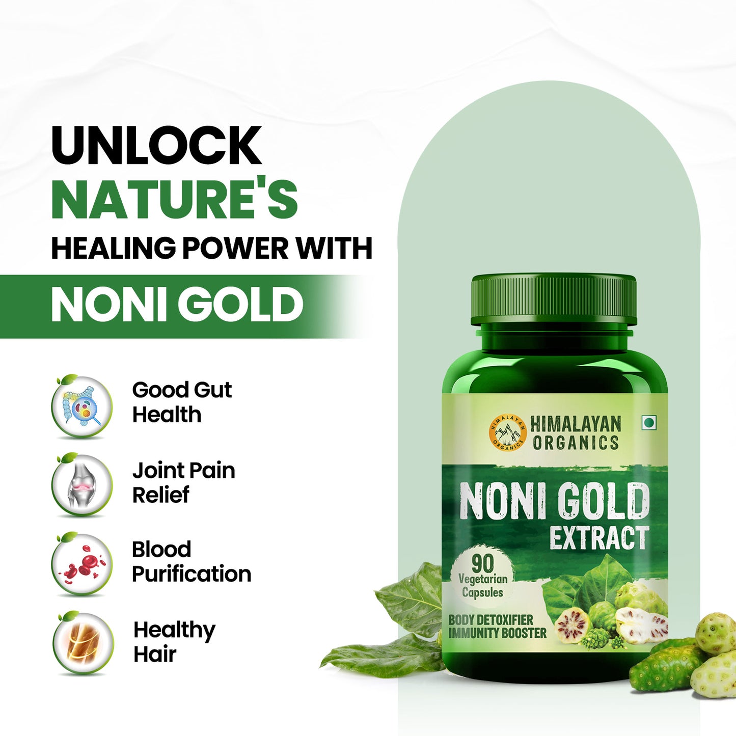 Himalayan Organics Noni Gold Extract Body Detoxifier Supplement - 90 Veg Capsules