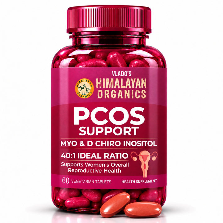 Vlado’s Himalayan Organics PCOS Supplement For Women 40:1 Ratio 2000mg to 50mg D-Chiro-Inositol | Balance Hormonal Levels - 60 Veg Tablets