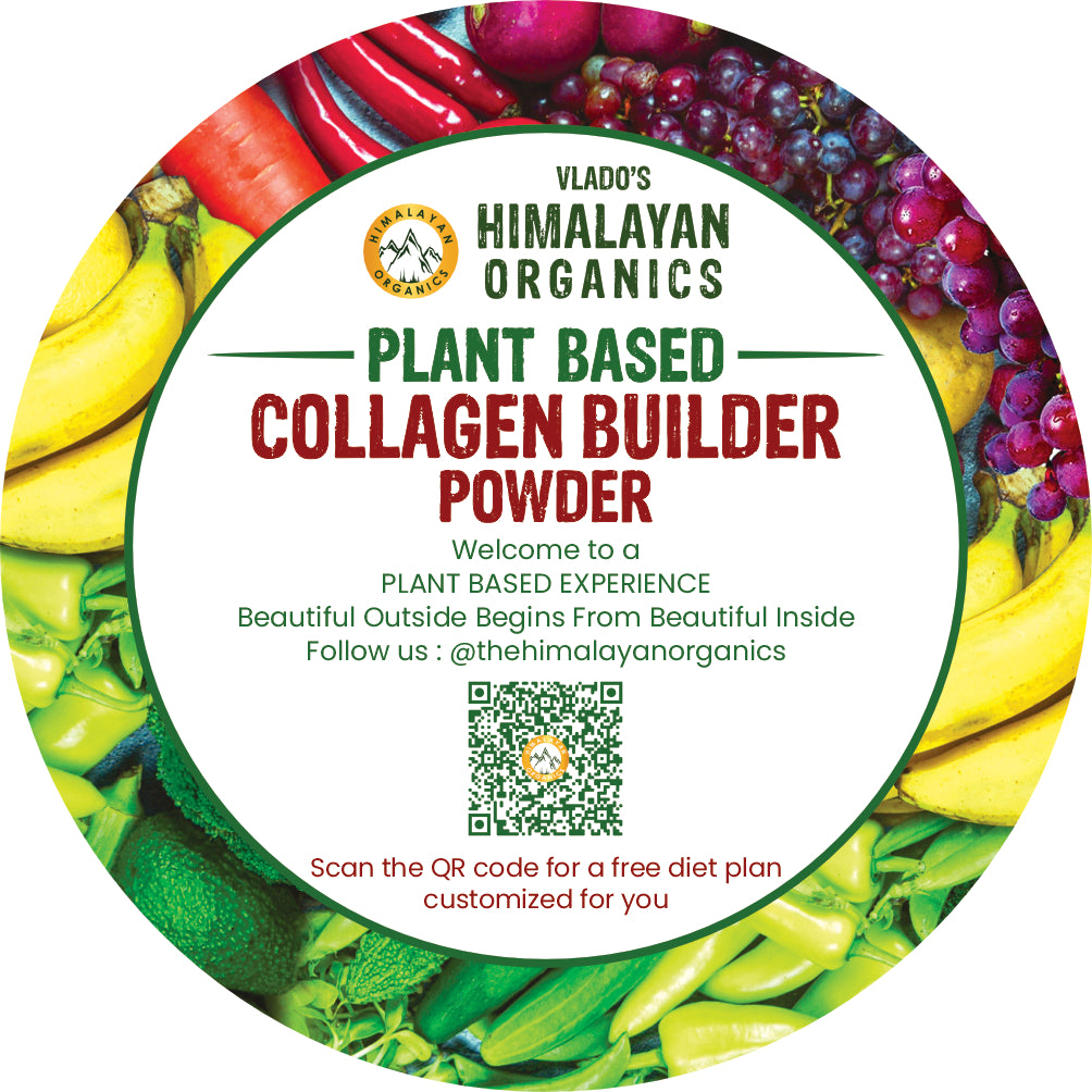 Vlado's Himalayan Organics Plant Based Collagen Builder Powder for Skin Regeneration, Anti-Aging Beauty & Repair (With Sea Buckthorn, Evening Primrose, Acai Berry) – 250gm