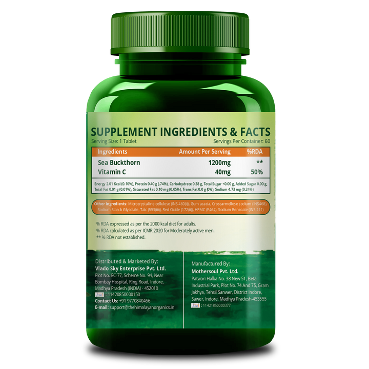 Vlado's Himalayan Organics Sea Buckthorn Tablets 60 | Omega Fatty Acids | Sea Buckthorn
