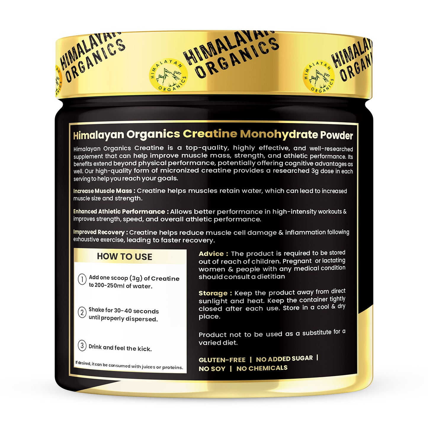 Vlado's Himalayan Organics Pure Micronised Creatine Monohydrate Powder I Pre/Post Workout Supplement, Instant Energy for Athletic Performance I Faster Muscle Building & Recovery I Unflavored - 33 Servings