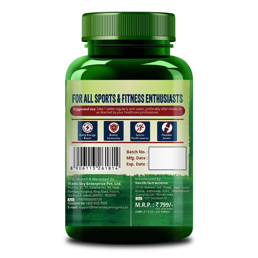 Vlado's Himalayan Organics Multivitamin Sports with 60 + Vital Nutrients & 13 Performance Blends with Enzymes – 60 Tabs