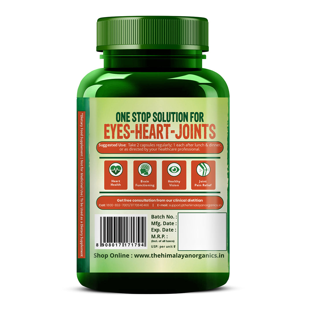 Vlado's Himalayan Organics Vegan Omega 3 6 9 with DHA (560mg) for Healthy Heart, Joints & Eyes for Men & Women - 60 veg capsules
