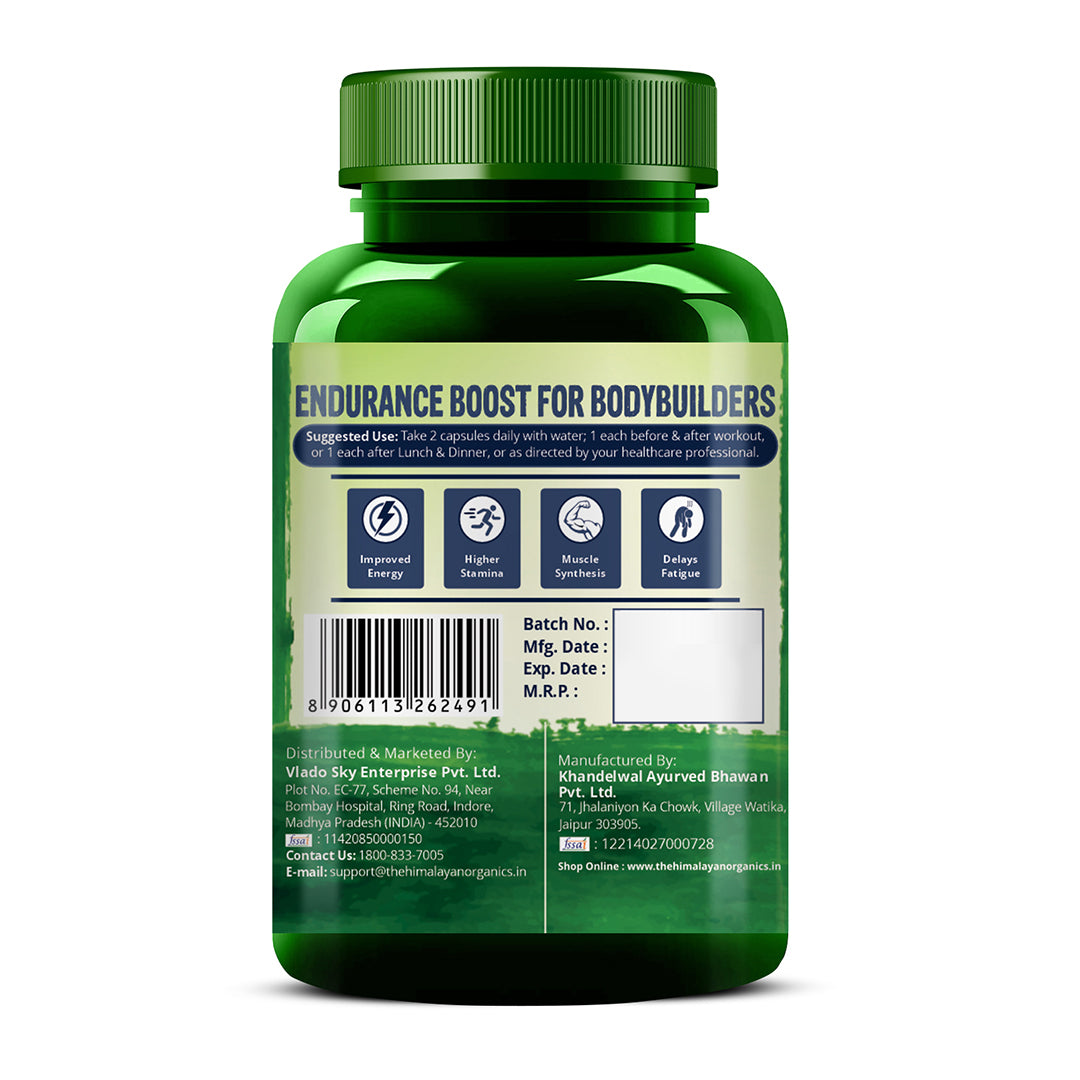 Vlado's Himalayan Organics Nitric Oxide 1400mg With L-Arginine HCI Caffeine Supplement | Good For Muscle Growth, Stamina, Recovery, Immune Booster & Energy- 60 Veg Capsules