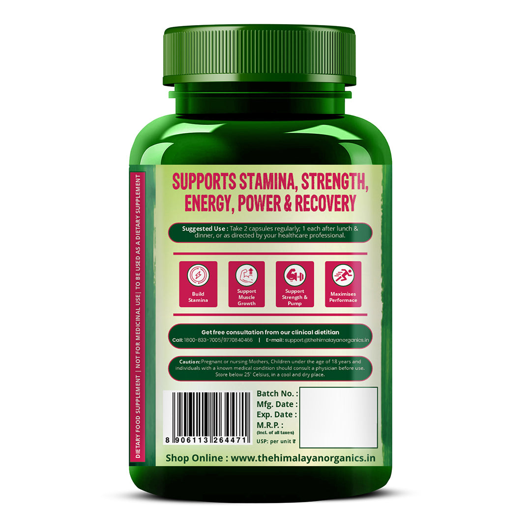 Vlado's Himalayan Organics L-Arginine 1000 mg With Chromium Picolinate Supplement | Improve Muscle Growth Boost Energy And Stamina | Good For Men And Women - 120 Veg  Caps