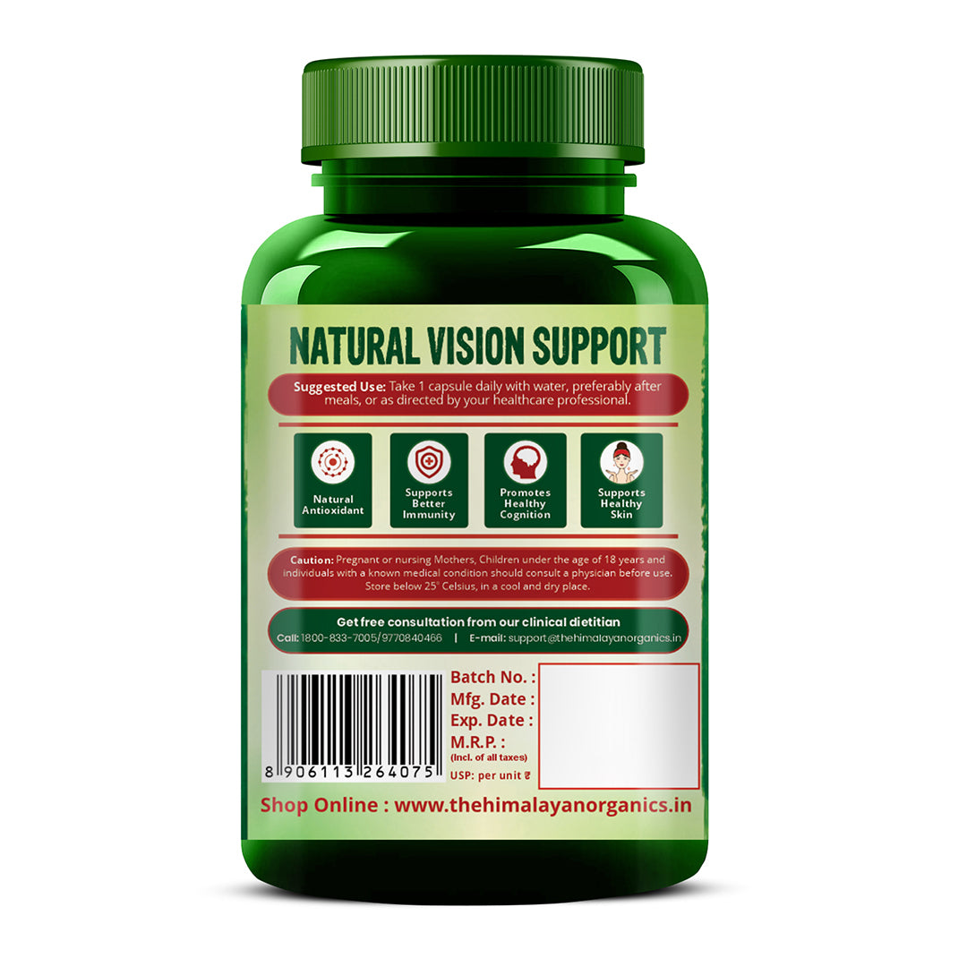Vlado's Himalayan Organics Plant-Based Vitamin A Supplement Supports Healthy Eye Sight | Natural Anti-Oxidant (120 Capsules)