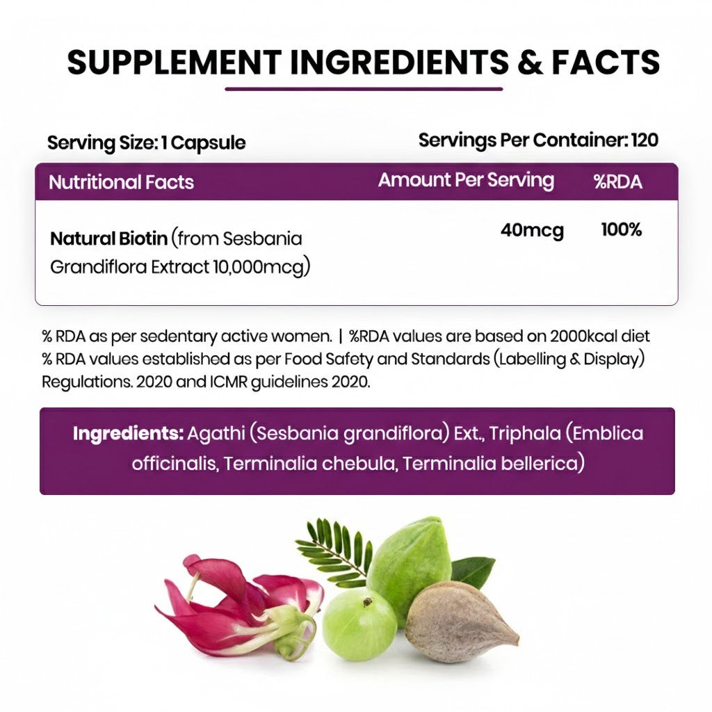 Vlado's Himalayan Organics Plant Based Biotin 10000 mcg for Hair Growth - 120 Veg Capsules