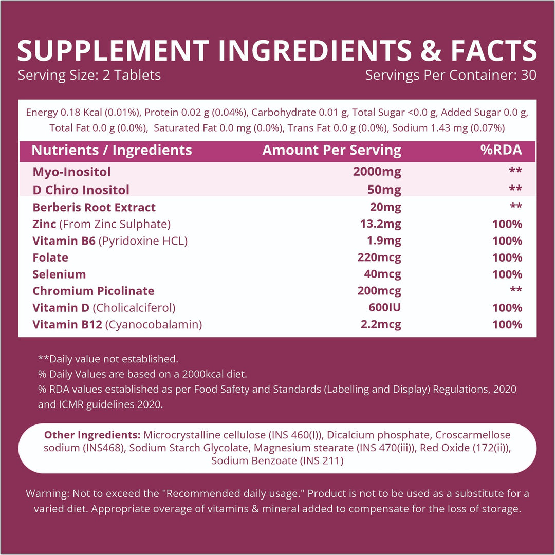 Vlado’s Himalayan Organics PCOS Supplement For Women 40:1 Ratio 2000mg to 50mg D-Chiro-Inositol | Balance Hormonal Levels - 60 Veg Tablets